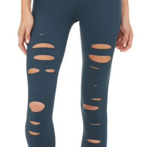 Alo Yoga High-Waist Ripped Warrior Legging Blue